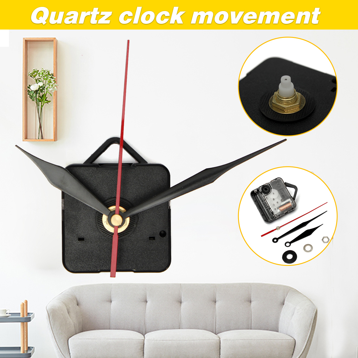 DIY Red Triangle Hands Quartz Wall Clock Movement Mechanism